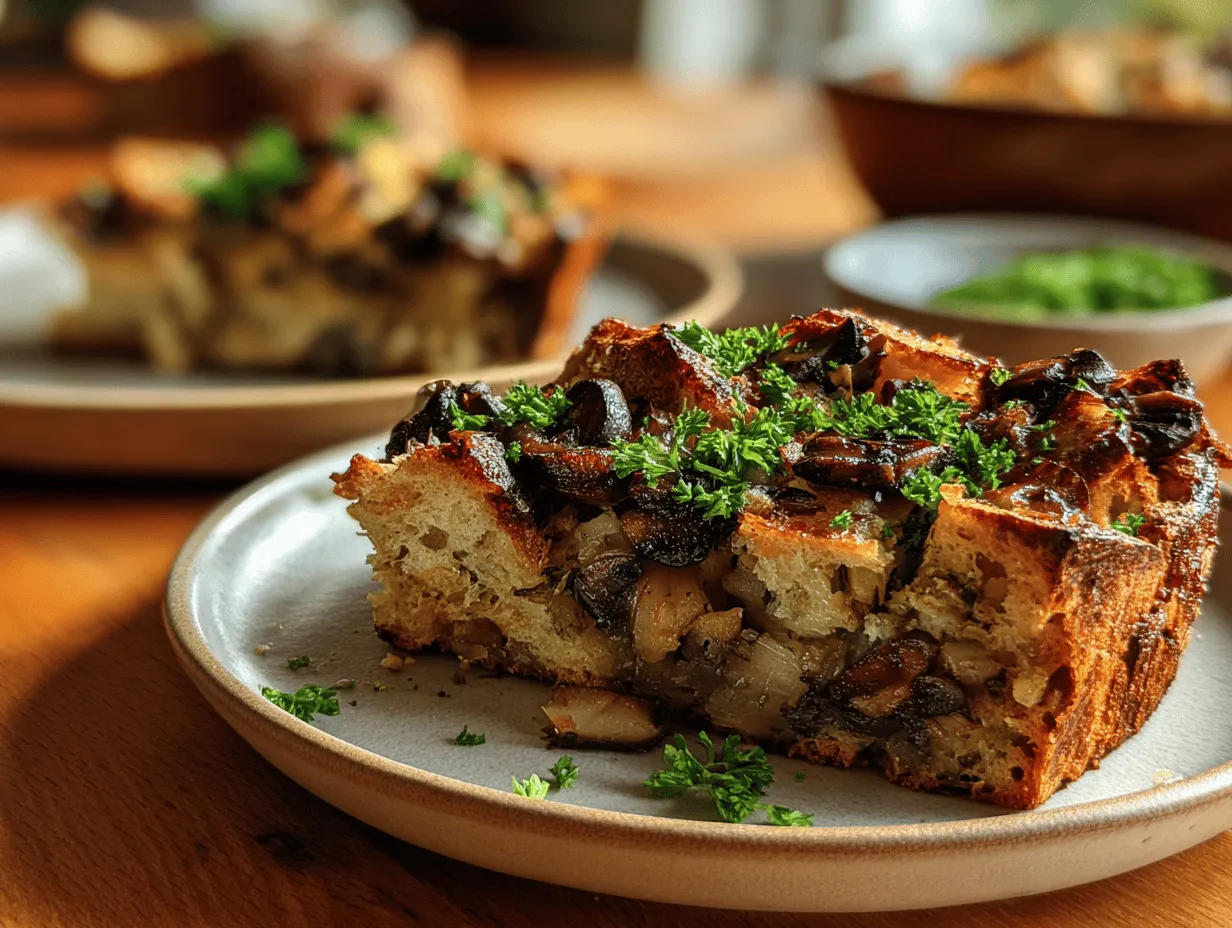 mushroom and sourdough stuffing preparation steps